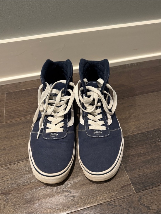 Vans Other - Vans Navy High-Top Canvas Sneakers with White Accents